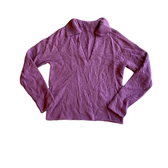 Brushed V-Neck Polo Alpaca & Wool-Blend Sweater Size L NWOT - Picture 8 of 10